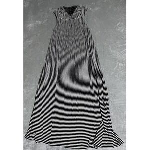 Y2K Bebe Maxi Dress Womens Small Strapless Black White Striped 2B Long Open Back